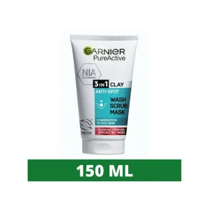 Garnier Pure Active 3 in 1 Clay Wash,Scrub &Mask